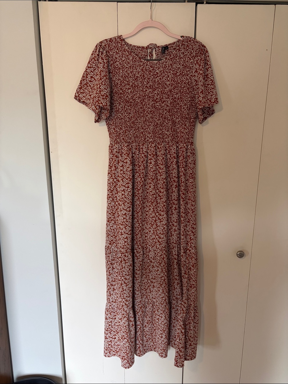 Floral Short Sleeve Maxi Dress in Rust